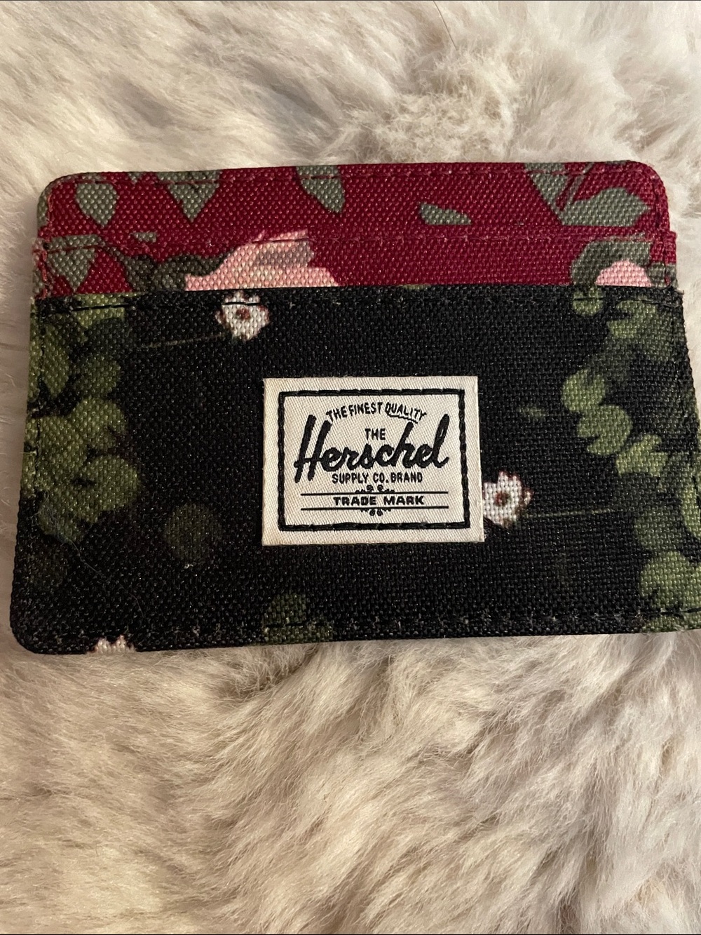 Herschel Supply Company Black & Burgundy Floral Card Holder